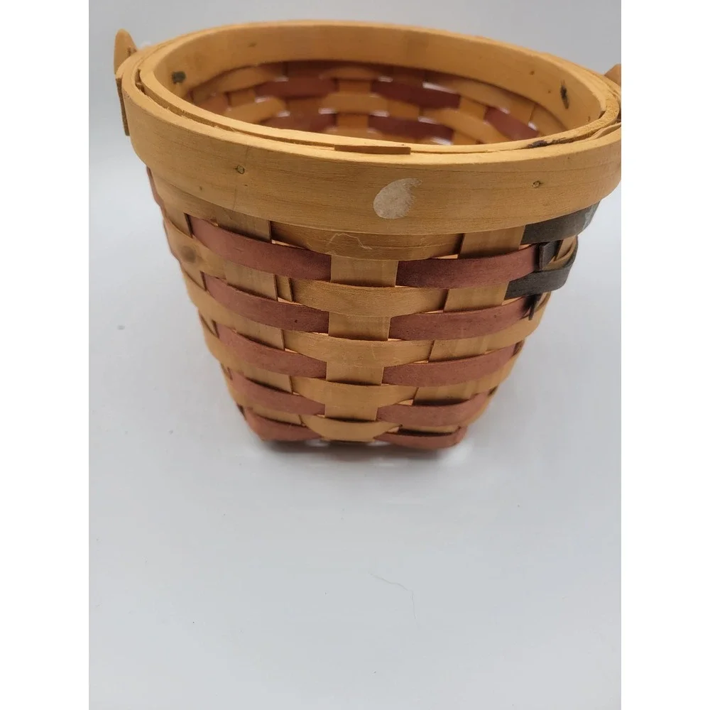Patriotic Woven Wood Basket American Flag Stars Swing Handle Primitive Decor